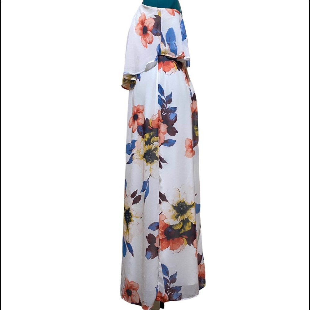 City Triangles White Colorful Floral Maxi Dress Size XL - Picture 3 of 7